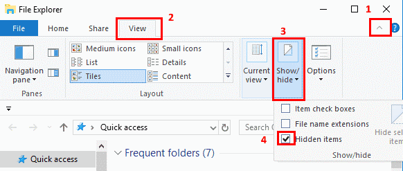 Windows 10 Hidden items