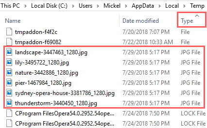 mengurutkan semua file berdasarkan tipe file
