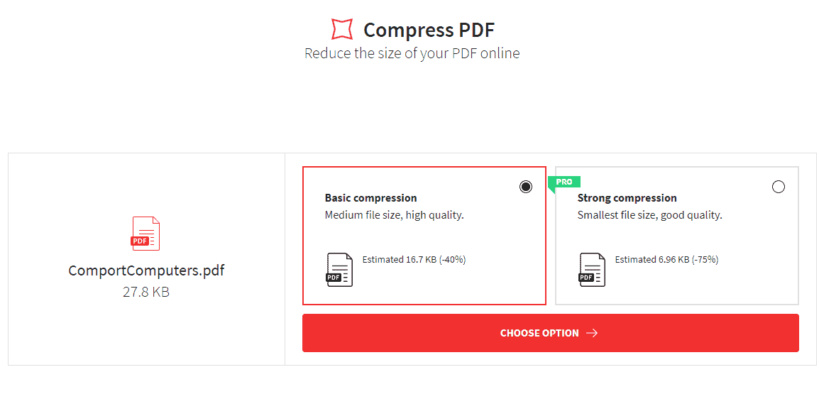 memilih jenis PDF compression 