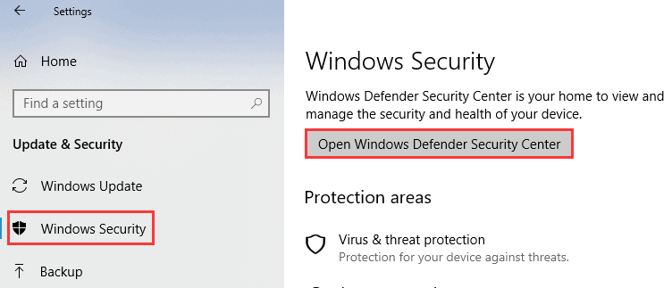 pilih windows defender security