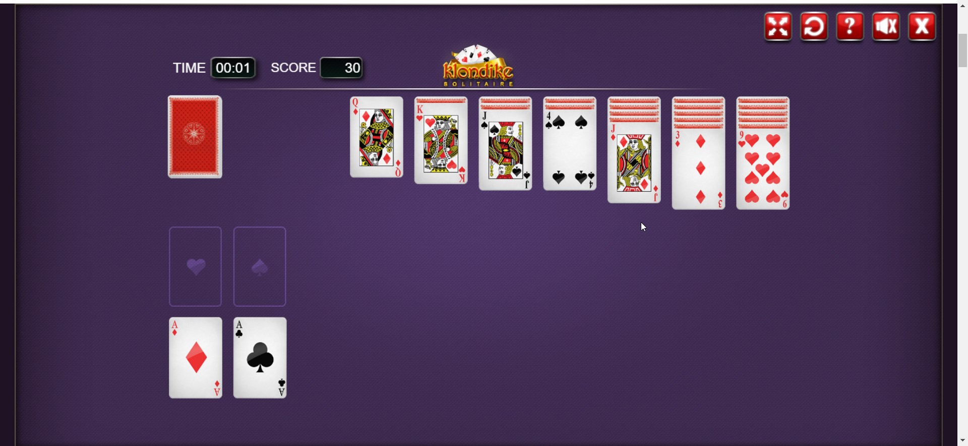 game klondike solitaire pada situs solitaire.org